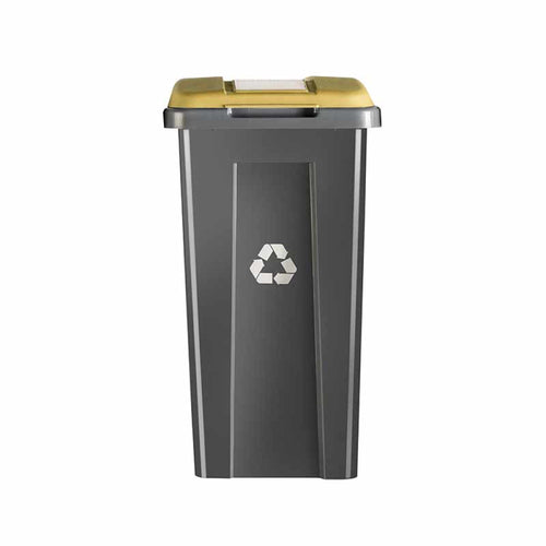 Basurero Reciclaje Gris Tapa Amarilla  50 Litros WENCO