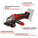 Esmeril Angular Inalambrico 18V Expert Sin Bateria PXC TE-AG 18/115-2 Li-Solo - Einhell