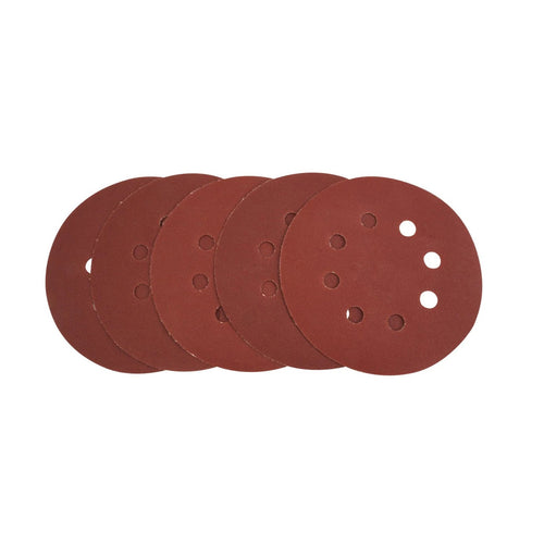 Discos Lijas Velcro 8 Perforaciones 5" / 125mm Grano 80 5un - Tolsen