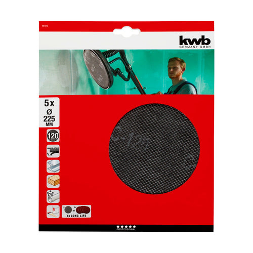 Disco de lija para lijadora de altura 225mm Grano 220 5un - KWB