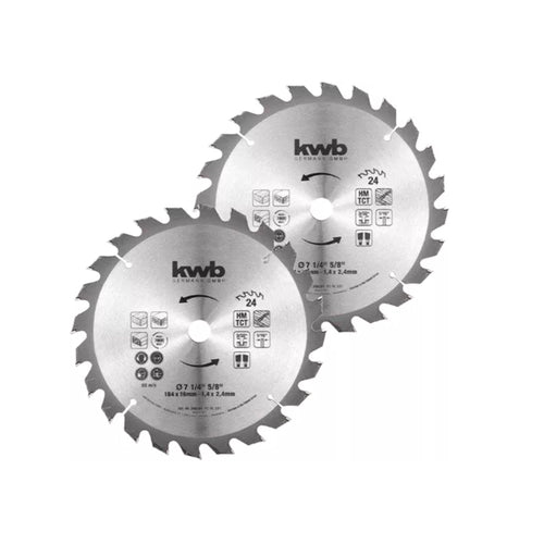 Disco Sierra Circular 7.1/4" / 184mm 24 dientes 2un - KWB