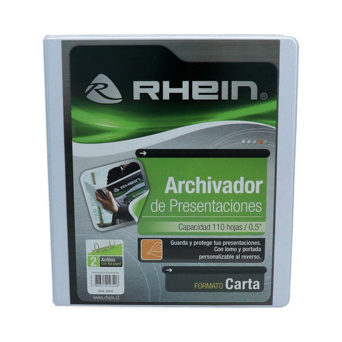 Archivador Catálogo Carta 2 Aros 0.5 Blanco RHEIN 