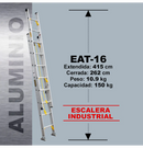 Escalera Telescopica Aluminio 16 Peldaños 150 Kg Magna