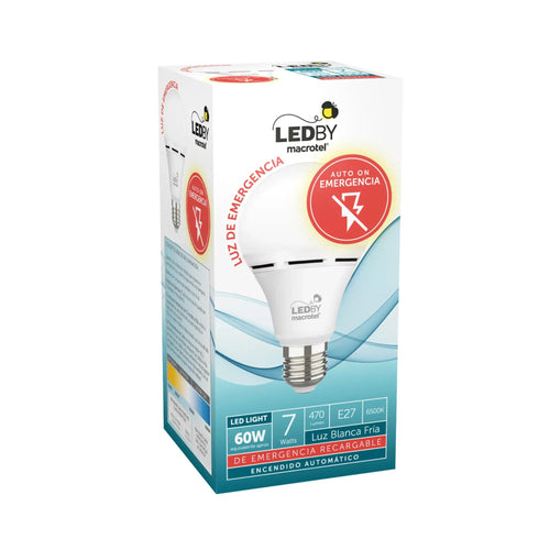 Ampolleta Led de emergencia E27 luz fria 6500K con bateria 7W - Macrotel