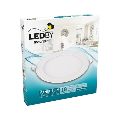 Panel Led Slim Empotrado Cuerpo de Aluminio luz fria 6500K 18W - Macrotel