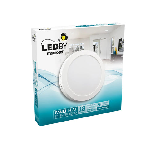 Panel Led Slim Sobrepuesto Cuerpo Plastico luz fria 6500K 20W - Macrotel