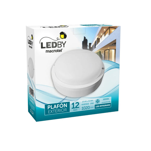 Panel Led Exterior Sobrepuesto Cuerpo Plastico luz fria 6500K 12W - Macrotel