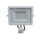 Foco Proyector Luz Blanca 6000K Marco Blanco Sensor de Movimiento 30W - Globaltronics