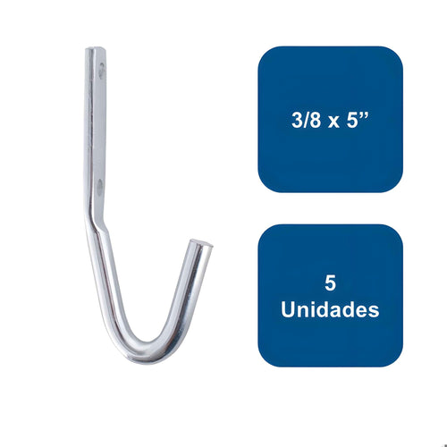 Soporte Gancho 3/8 x 5" 5un. - Anclajes