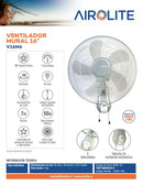 VENTILADOR MURAL AIROLITE V16M6 16
