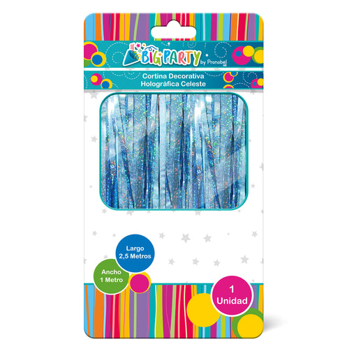 Cortina Holografica Celeste 2.5 Metros Big Party