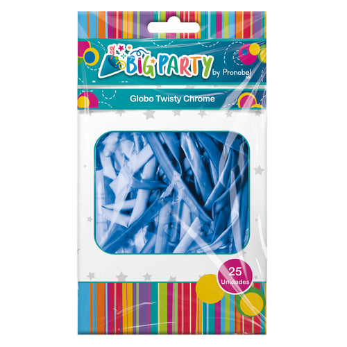 Globo Twisty Chrome Azul 25 Unidades Big Party