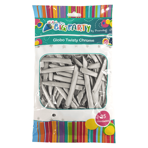 Globo Twisty Chrome Plateado 25 Unidades Big Party