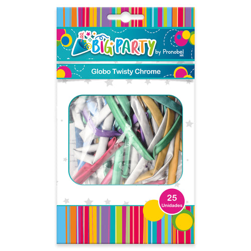 Globo Twisty Chrome Colores Surtidos 25 Unidades Big Party