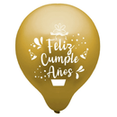 Globo Chrome N°10 Feliz Cumpleaños Dorado-Plateado 12 Unidades Big Party