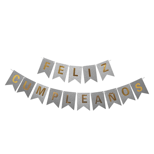 Guirnalda Feliz Cumpleaños Glitter Plateado Big Party