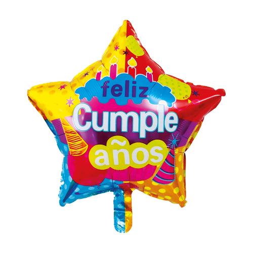 Globo Metalico Feliz Cumple Estrella 46 Cm Big Party