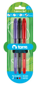 3 Bolígrafos Gel Quick Dry 07 1 Azul 1Negro 1 Rojo