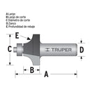 Fresa redondeadora con guia 1.1/2" - Truper