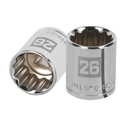 Dado Poligonal Milimetrico Cuadrante 1/2" 26mm - Truper