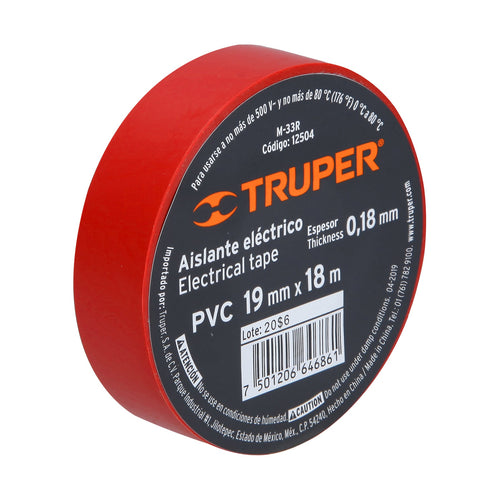 Huincha Aisladora 18mts Rojo - Truper
