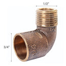 Codo Bronce So/He 3/4" X 1/2" 1U