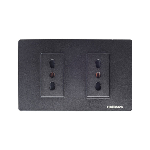 Enchufe 10/16A Doble Linea Arrayan Negro - Rema