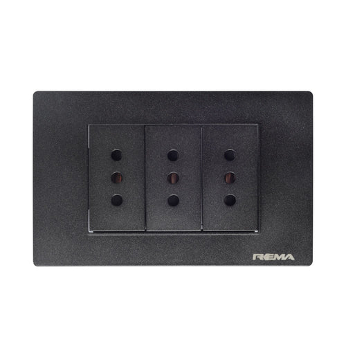 Enchufe Triple Linea Arrayan Negro - Rema