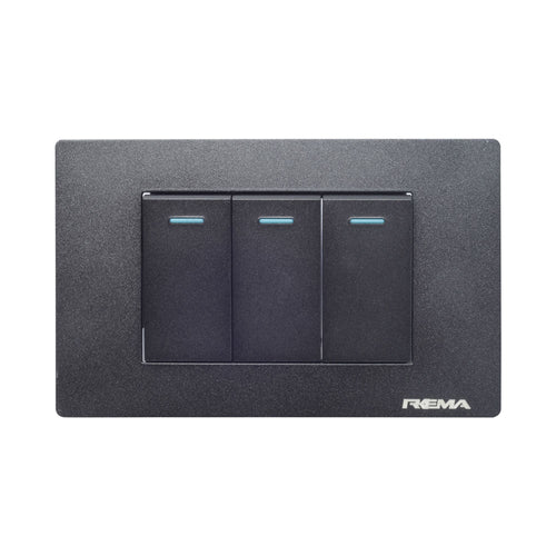 Interruptor Triple Linea Arrayan Negro - Rema