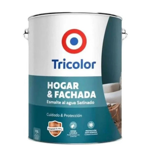 Esmalte al Agua Satinado Hogar y Fachada 1gln Blanco Invierno - Tricolor