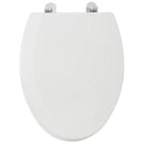 Asiento WC Madera Elongado Base Cro Blanco