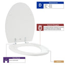 Asiento WC Madera Elongado Base Cro Blanco
