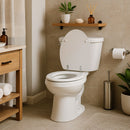 Asiento WC Madera Elongado Base Cro Blanco