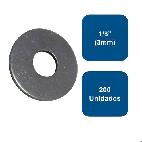Golilla Plana Calibrada Zincada 1/8" (3mm) 200un. - Anclajes