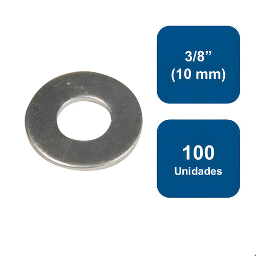 Golilla Plana Calibrada Zincada 3/8" (10mm) 100un. - Anclajes