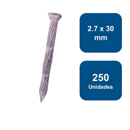 Clavo Estriado Concreto 2.7 x 30mm 250un. - Anclajes