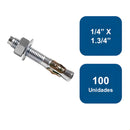 Perno Anclaje 1/4" x 1.3/4" 100un. - Anclajes