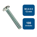 Perno Cocina Metrico Zincado M3-0.5 x 12mm 100un. - Anclajes