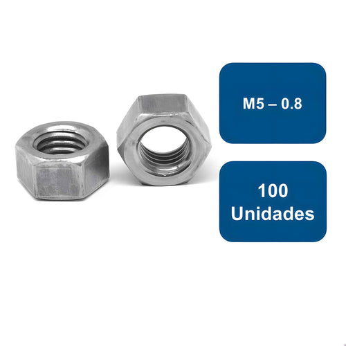 Tuerca Hexagonal Metrica Zincada M5-0.8 100un. - Anclajes