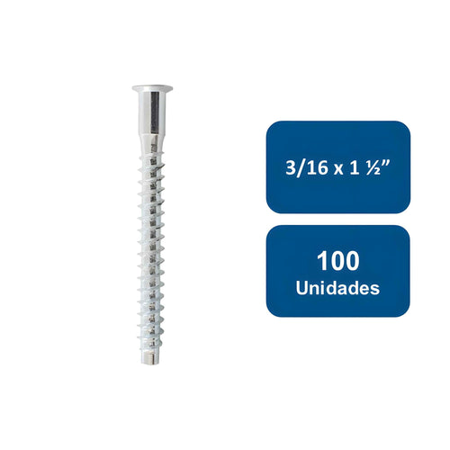 Tornillo Soberbio Zincado 3/16 x 1.1/2" 100un. - Anclajes