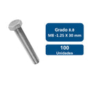 Perno Hexagonal Metrico Zincado Grado 8.8 M8-1.25 x 30mm 100un. - Anclajes