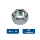 Tuerca Hexagonal Metrica Zincada M8-1.25 100un. - Anclajes