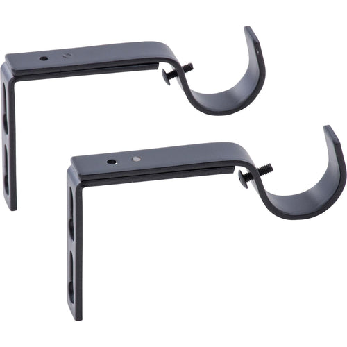 Set De Soportes P/Barra Cortina Simple Muro 28 Mm 2 U Negro