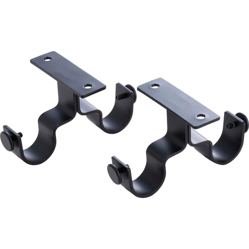Set De Soportes P/Barra Cortina Doble Techo 28 Mm 2 U Negro