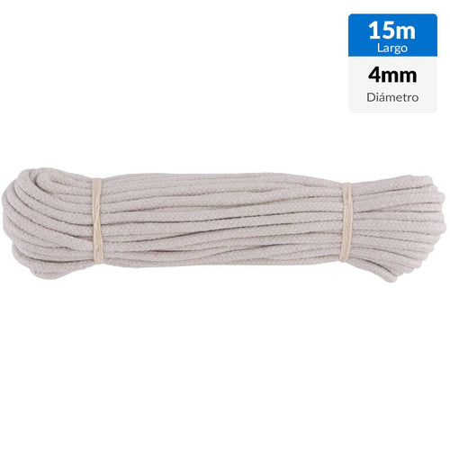 Cuerda Algodon Trenzado 4 Mm 15 M Natural
