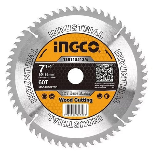 Disco De Sierra Circular Industrial Madera 60T 185Mm 7 1/4" Ingco Tsb118513