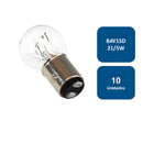 Ampolleta 12V para Automovil Globo Grande 2 contactos BAY15D 21/5W 10un. - Trifa