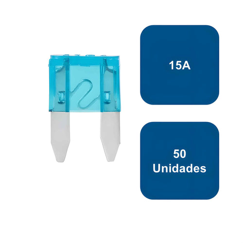 Fusible tipo enchufe mini 50un. 15A Azul - Flosser