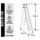 Escalera Aluminio Tijera 12 Peldaños Cuprum