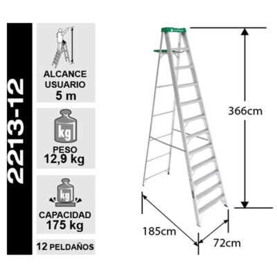 Escalera Aluminio Tijera 12 Peldaños Cuprum